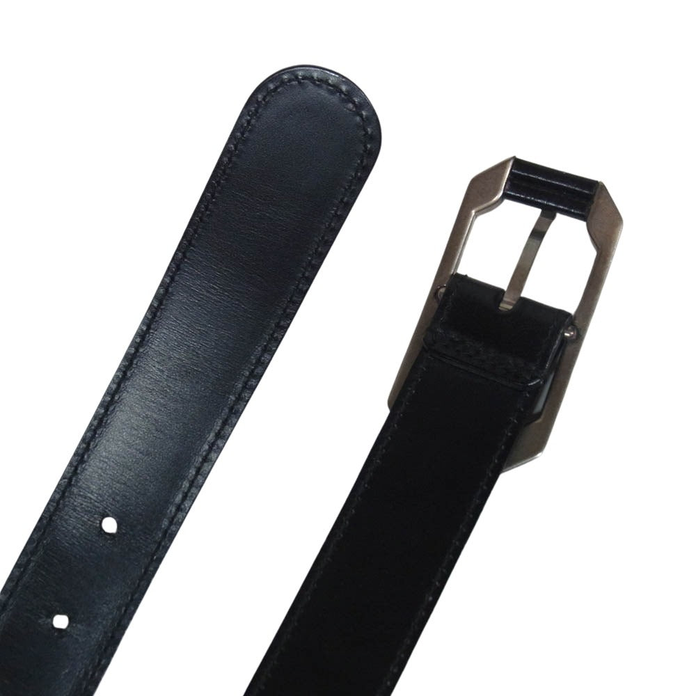GUCCI グッチ Gロゴ バックル レザー ベルト ブラック系【中古】