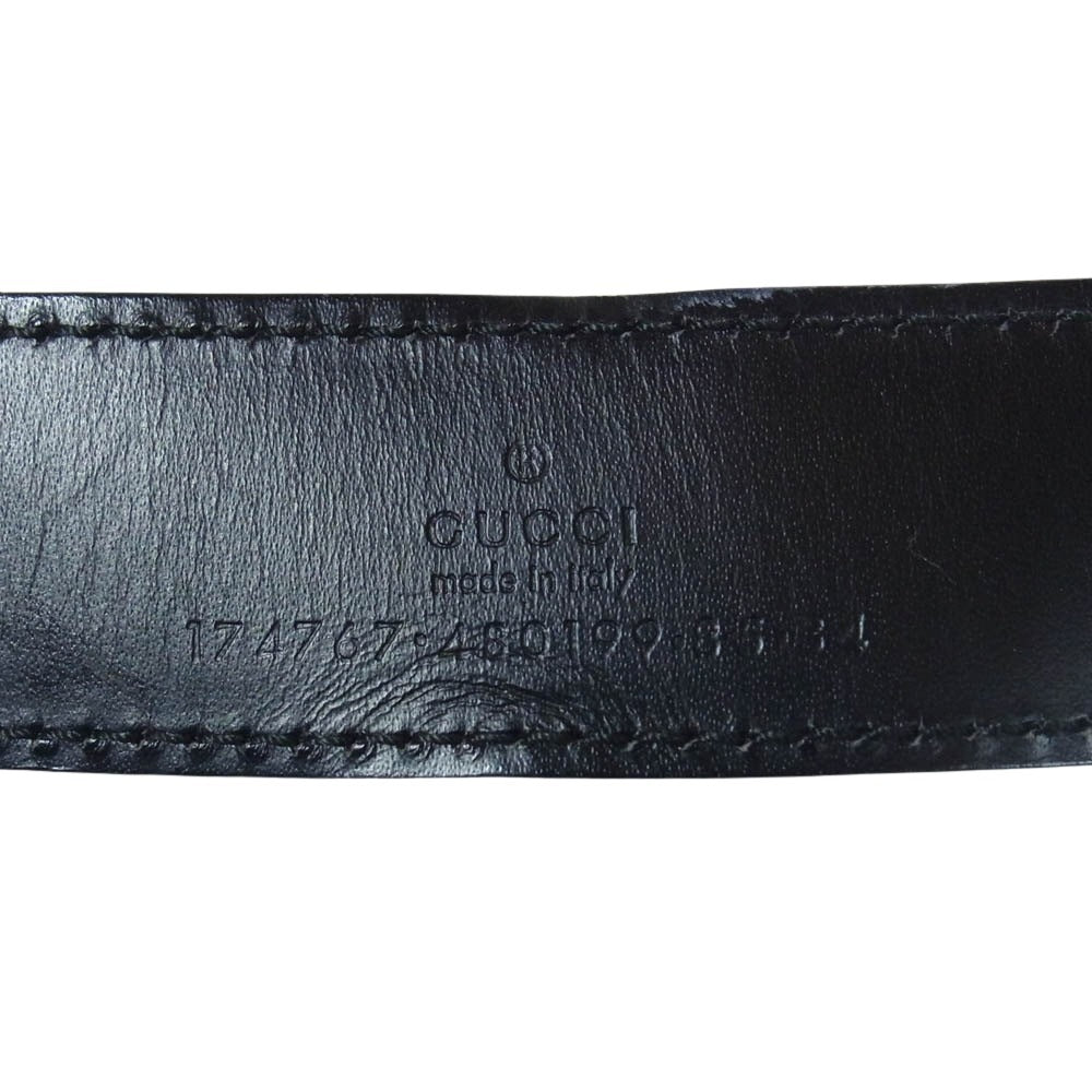 GUCCI グッチ Gロゴ バックル レザー ベルト ブラック系【中古】