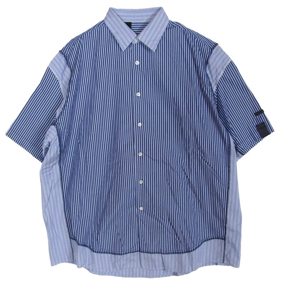 N.HOOLYWOOD エヌハリウッド 2221-SH53-019 再構築 ストライプ切替 オーバーサイズ 半袖 シャツ ネイビー系 38【中古】