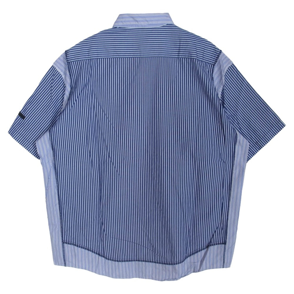 N.HOOLYWOOD エヌハリウッド 2221-SH53-019 再構築 ストライプ切替 オーバーサイズ 半袖 シャツ ネイビー系 38【中古】