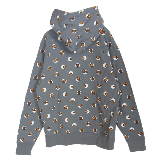 A BATHING APE アベイシングエイプ 2910-115-006 Hooded Sweatshirt Hoodie マイロ 総柄 フルジップ スウェット フーディー パーカー グレー系 M【中古】