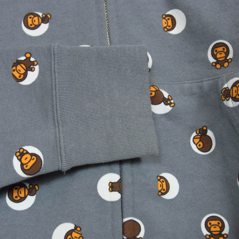 A BATHING APE アベイシングエイプ 2910-115-006 Hooded Sweatshirt Hoodie マイロ 総柄 フルジップ スウェット フーディー パーカー グレー系 M【中古】