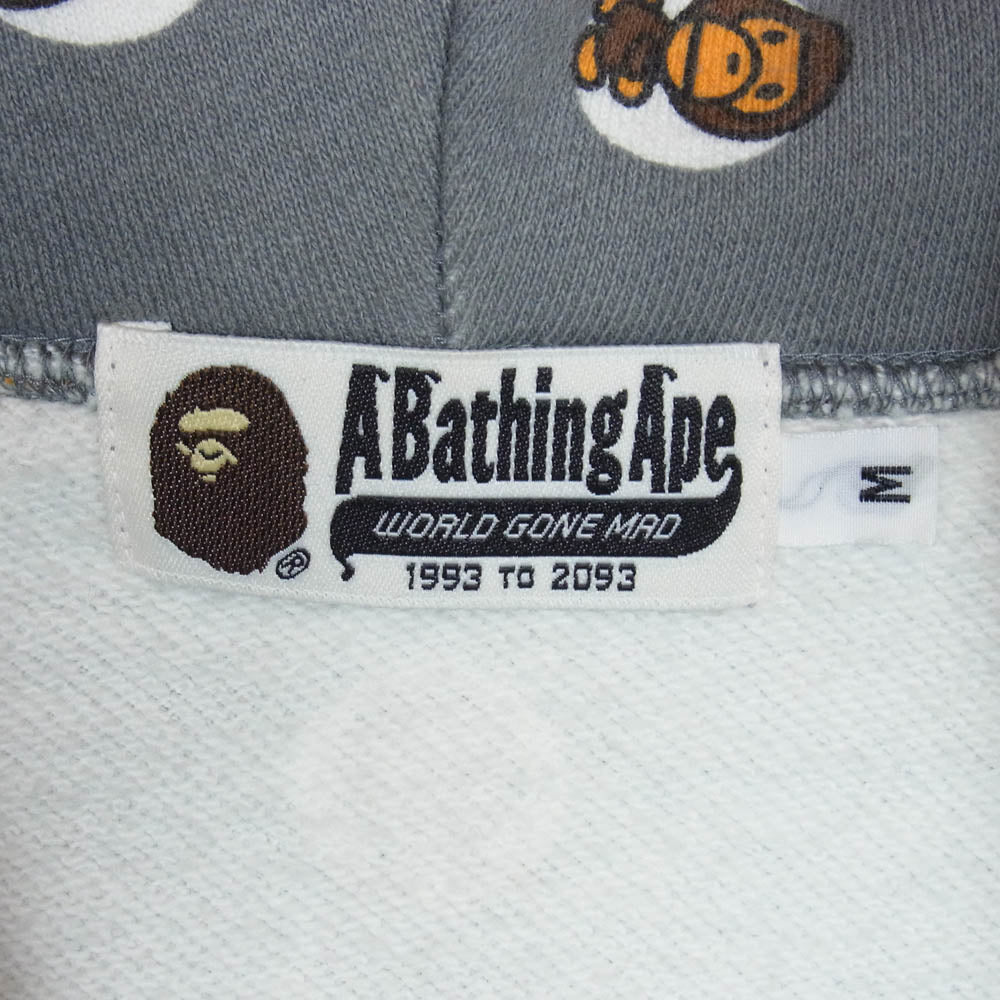 A BATHING APE アベイシングエイプ 2910-115-006 Hooded Sweatshirt Hoodie マイロ 総柄 フルジップ スウェット フーディー パーカー グレー系 M【中古】