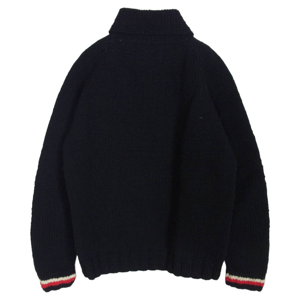 HYSTERIC GLAMOUR ヒステリックグラマー 0223ND01 CANADIAN SWEATER カナディアンセーター ROLLING STONES TANG ローリングストーンズ タン 編込 カウチン ニット ジップアップ ジャケット ブラック系 M【中古】