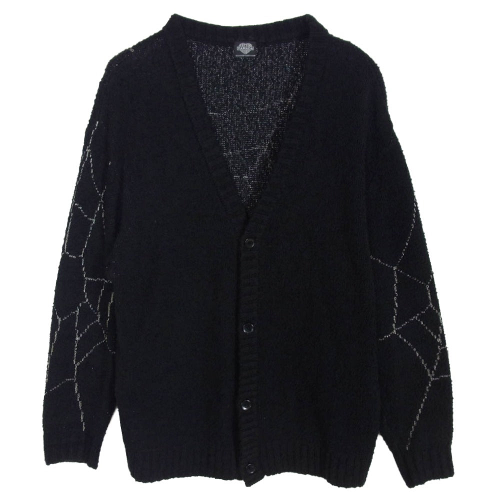 タトゥースタジオヤマダ SPIDERWEB BOUCLE COTTON CARDIGAN スパイダーウェブ ブークレ コットン ニット カーディガン ブラック系 L【中古】