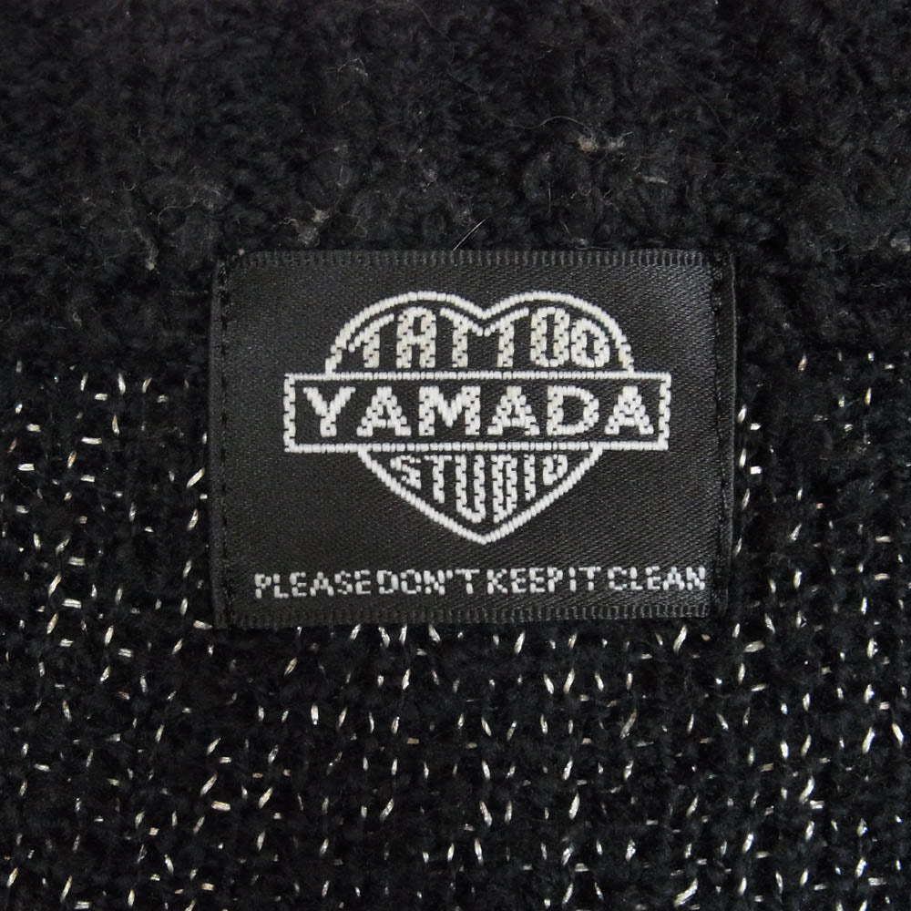 タトゥースタジオヤマダ SPIDERWEB BOUCLE COTTON CARDIGAN スパイダーウェブ ブークレ コットン ニット カーディガン ブラック系 L【中古】