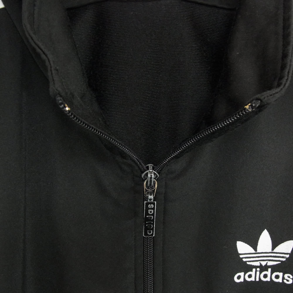 adidas アディダス T1012 90s 国旗タグ トレフォイルロゴ スリーライン トラックジャケット ジャージ ブラック系 M【中古】