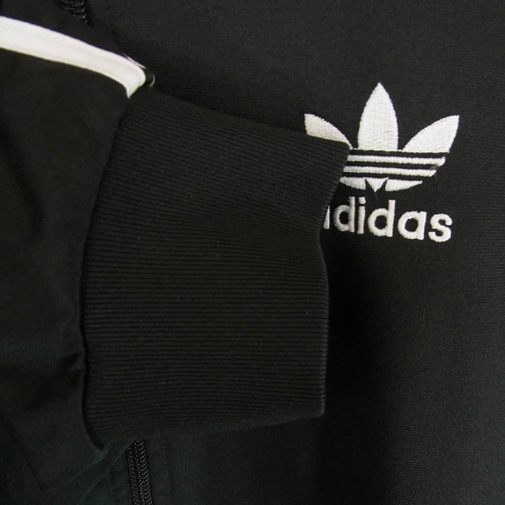 adidas アディダス T1012 90s 国旗タグ トレフォイルロゴ スリーライン トラックジャケット ジャージ ブラック系 M【中古】
