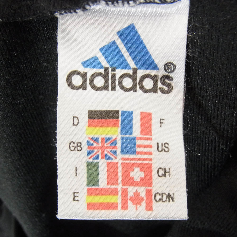adidas アディダス T1012 90s 国旗タグ トレフォイルロゴ スリーライン トラックジャケット ジャージ ブラック系 M【中古】
