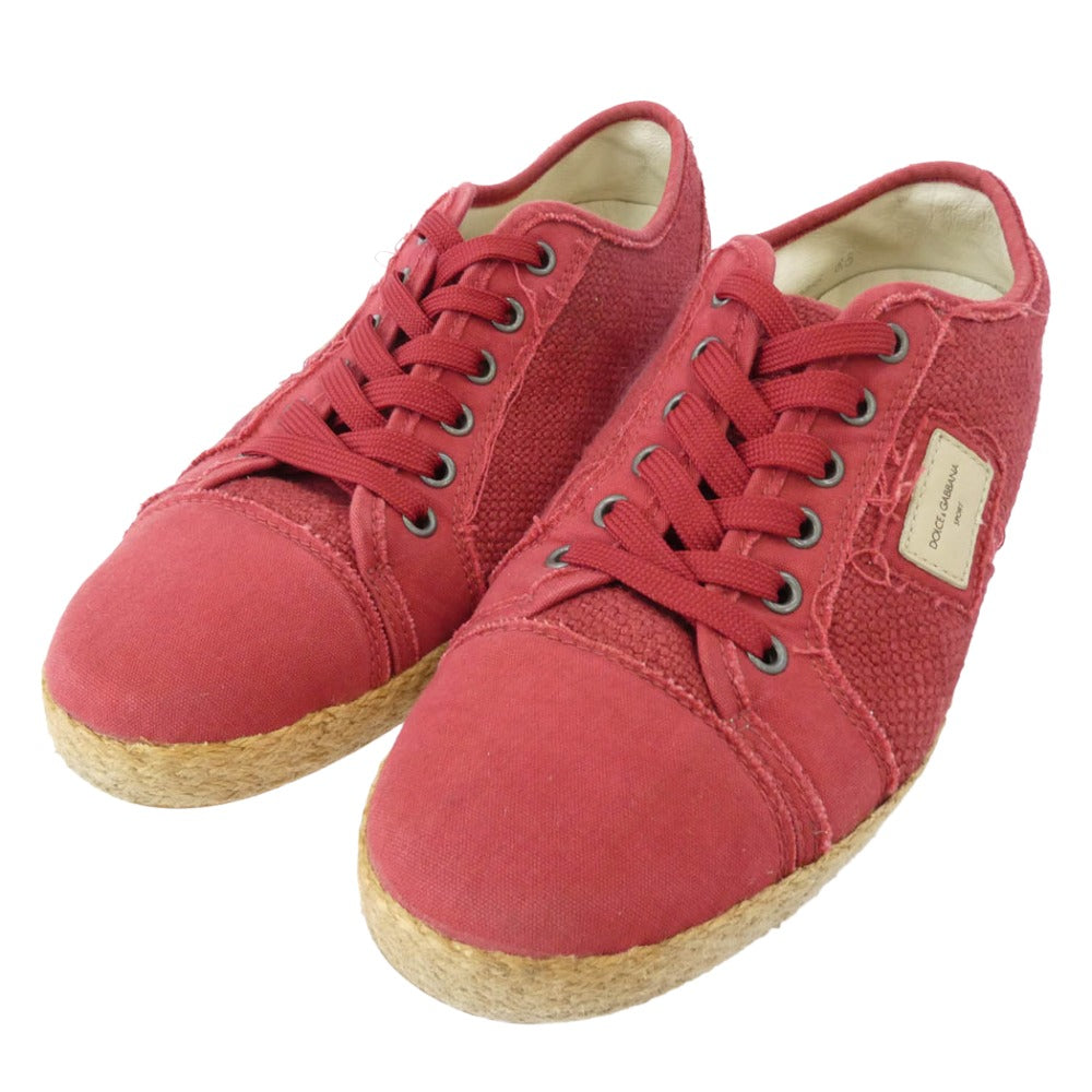 DOLCE&GABBANA ドルチェアンドガッバーナ SPORT キャンバス ローカットスニーカー レッド系 6.5【中古】