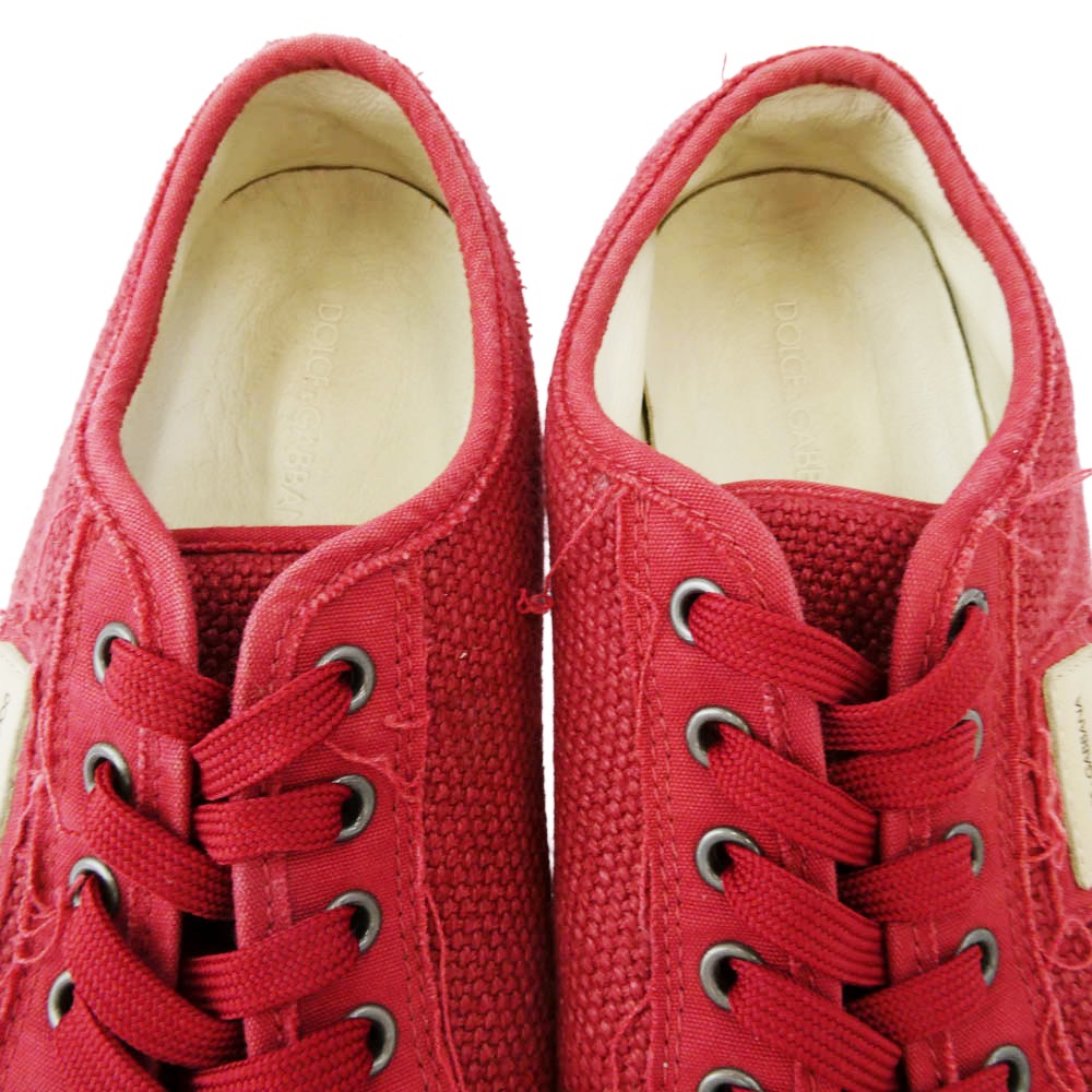 DOLCE&GABBANA ドルチェアンドガッバーナ SPORT キャンバス ローカットスニーカー レッド系 6.5【中古】