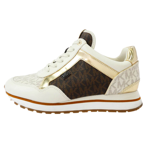 Michael Kors マイケルコース SG20A MK ロゴ ローカット スニーカー ベージュ系 ブラウン系 ゴールド系 6M【中古】