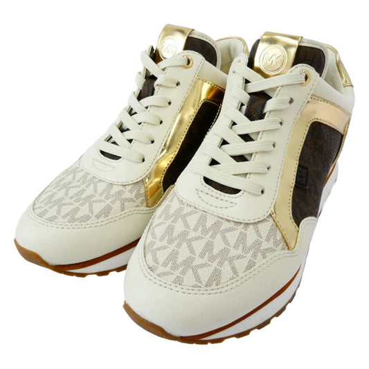 Michael Kors マイケルコース SG20A MK ロゴ ローカット スニーカー ベージュ系 ブラウン系 ゴールド系 6M【中古】