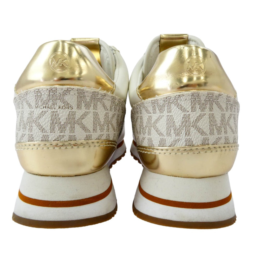 Michael Kors マイケルコース SG20A MK ロゴ ローカット スニーカー ベージュ系 ブラウン系 ゴールド系 6M【中古】
