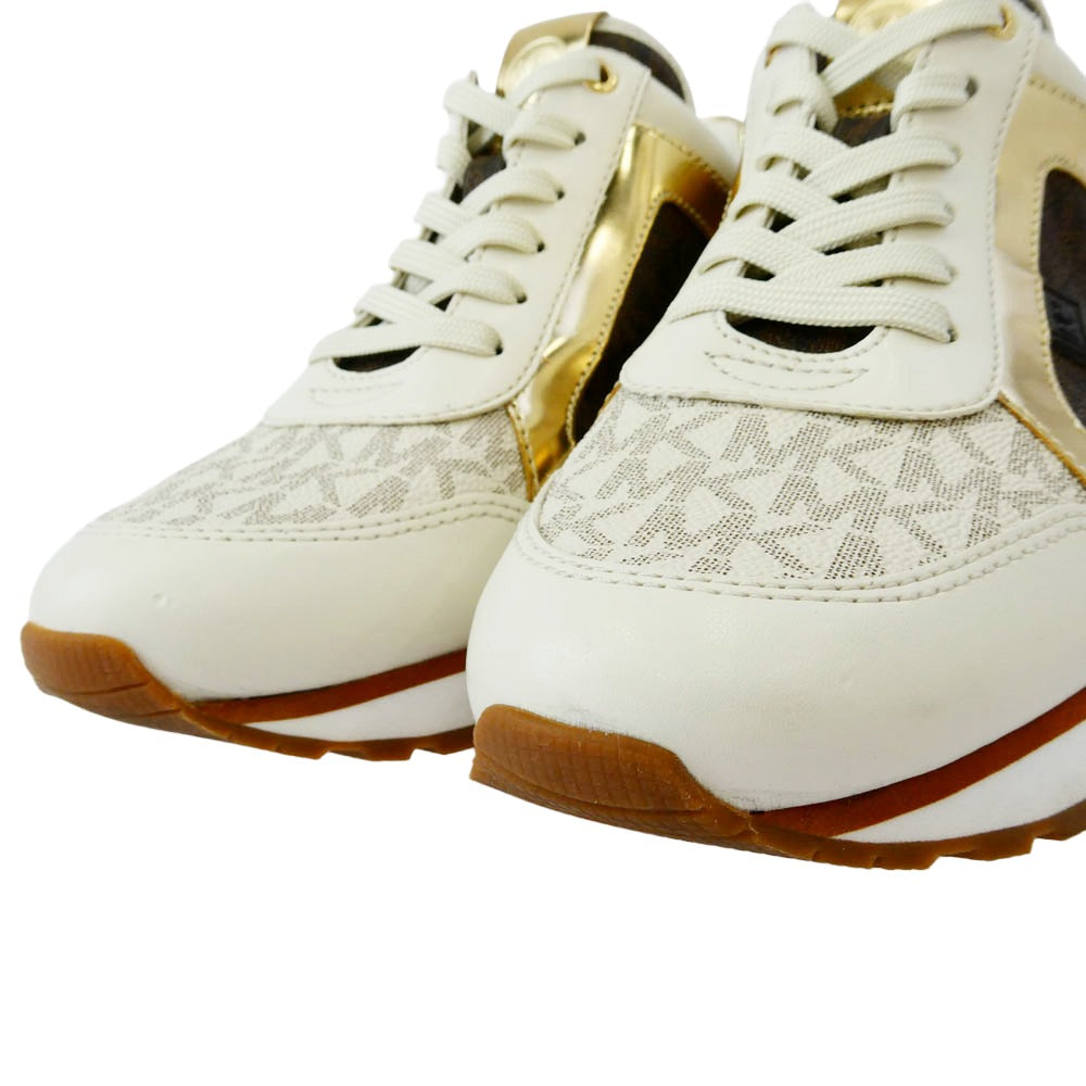 Michael Kors マイケルコース SG20A MK ロゴ ローカット スニーカー ベージュ系 ブラウン系 ゴールド系 6M【中古】