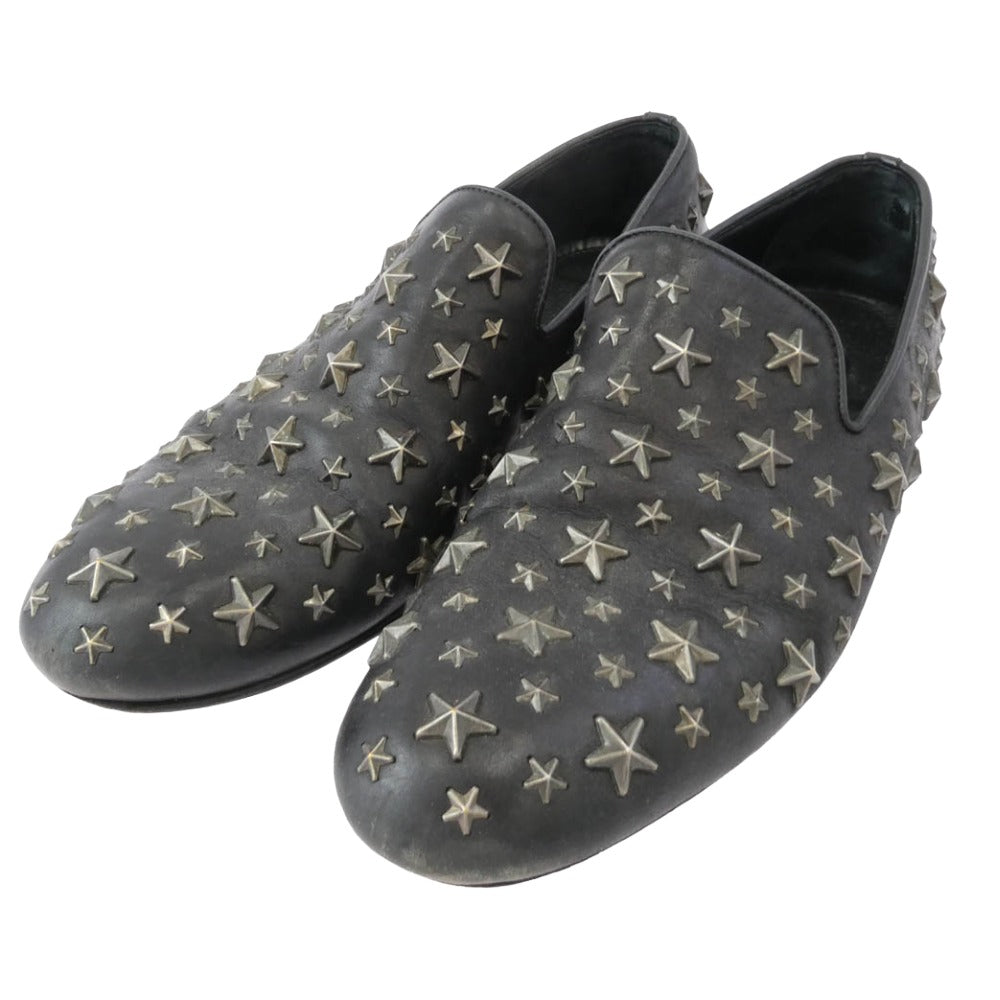 JIMMY CHOO ジミーチュウ スター スタッズ レザー ローファー ブラック系 40.5【中古】