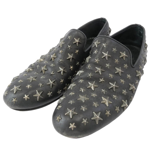 JIMMY CHOO ジミーチュウ スター スタッズ レザー ローファー ブラック系 40.5【中古】