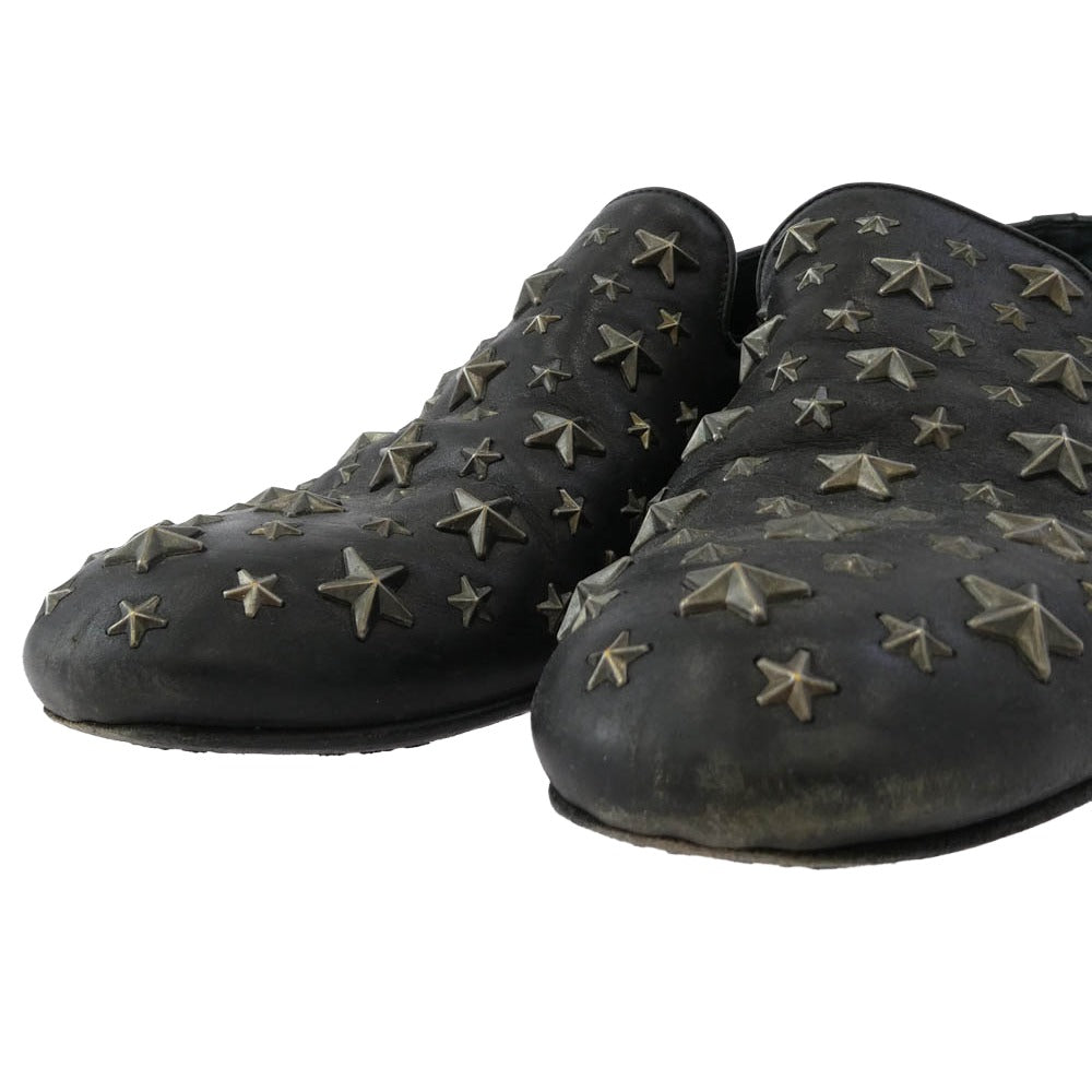 JIMMY CHOO ジミーチュウ スター スタッズ レザー ローファー ブラック系 40.5【中古】