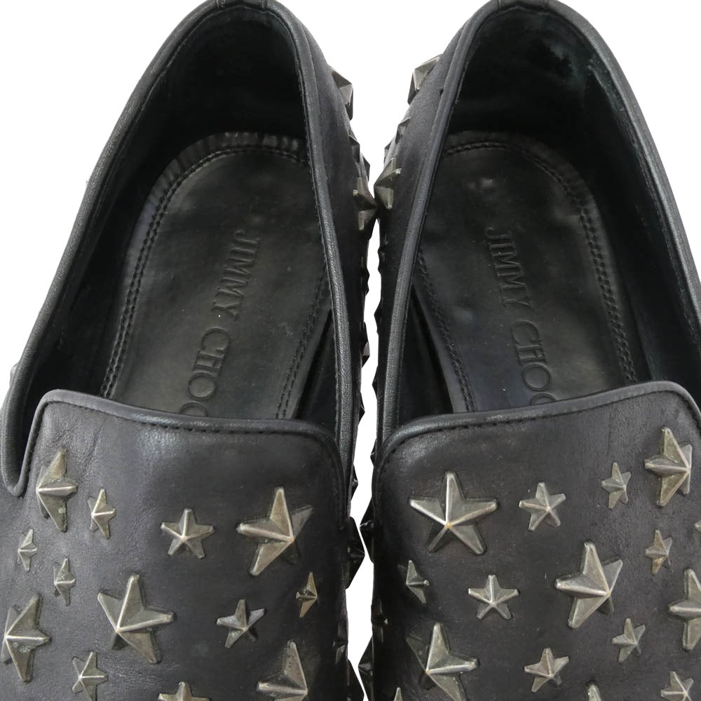 JIMMY CHOO ジミーチュウ スター スタッズ レザー ローファー ブラック系 40.5【中古】