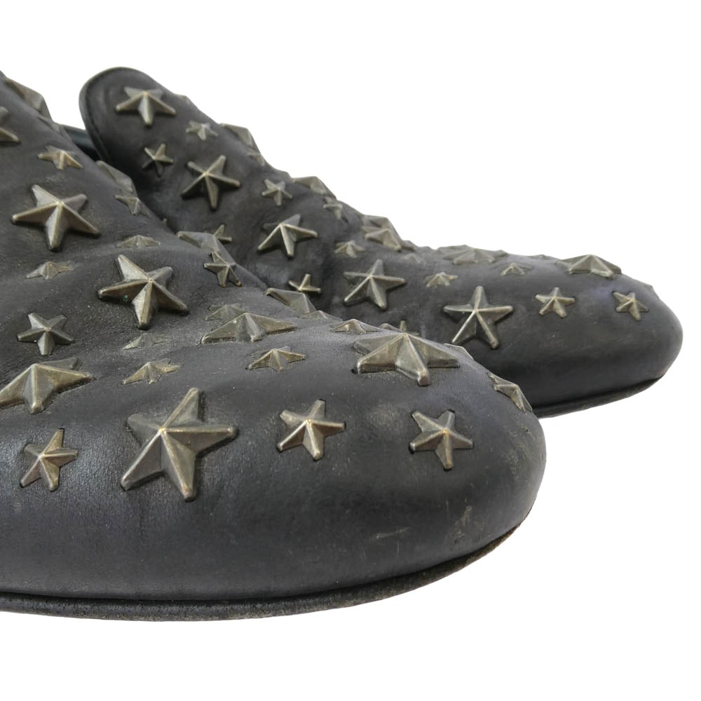 JIMMY CHOO ジミーチュウ スター スタッズ レザー ローファー ブラック系 40.5【中古】