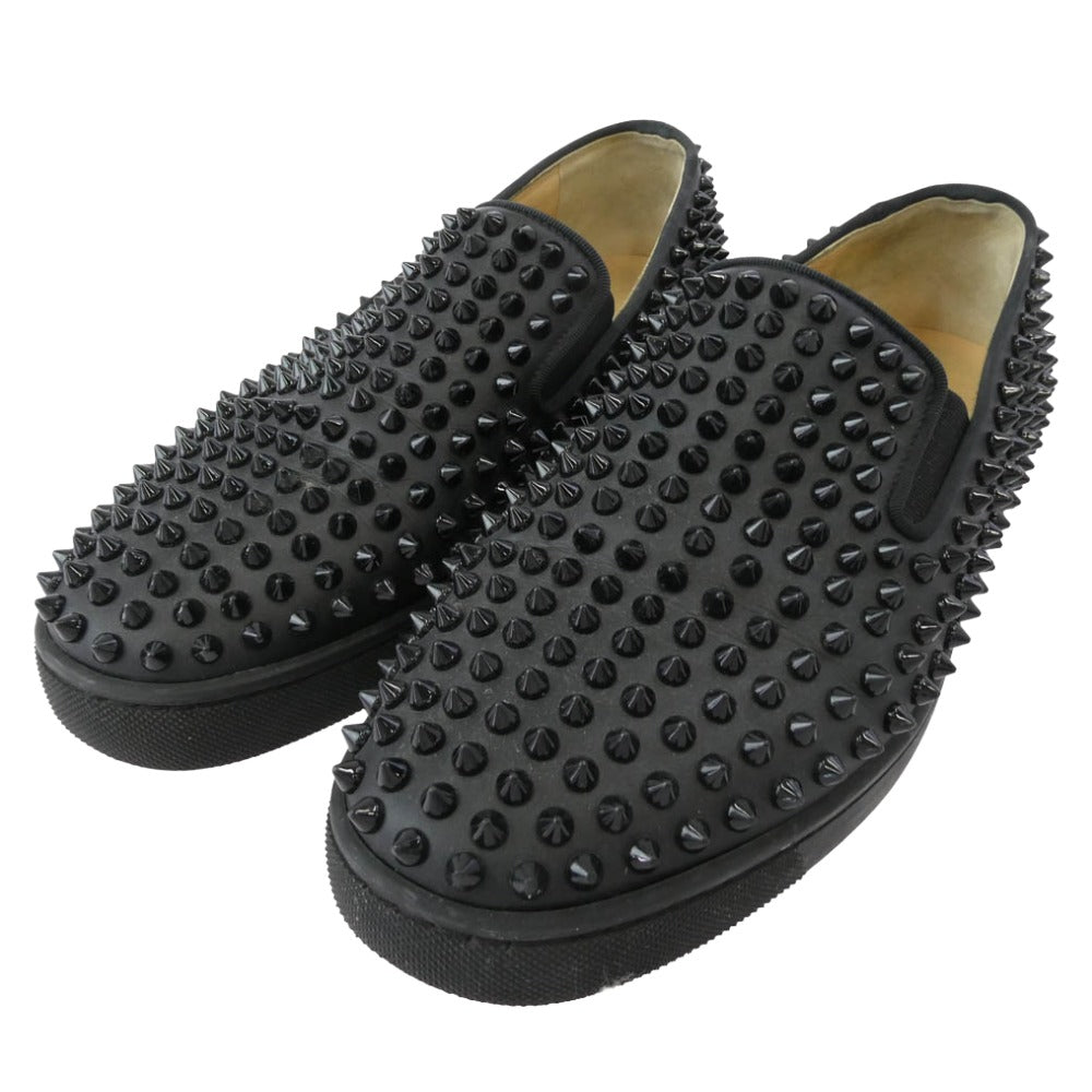 Christian Louboutin クリスチャンルブタン ブラック スタッズ スリッポン スニーカー ブラック系 39【中古】