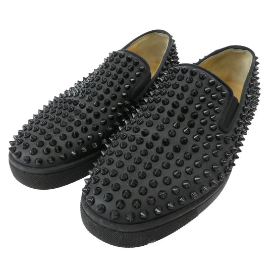 Christian Louboutin クリスチャンルブタン ブラック スタッズ スリッポン スニーカー ブラック系 39【中古】