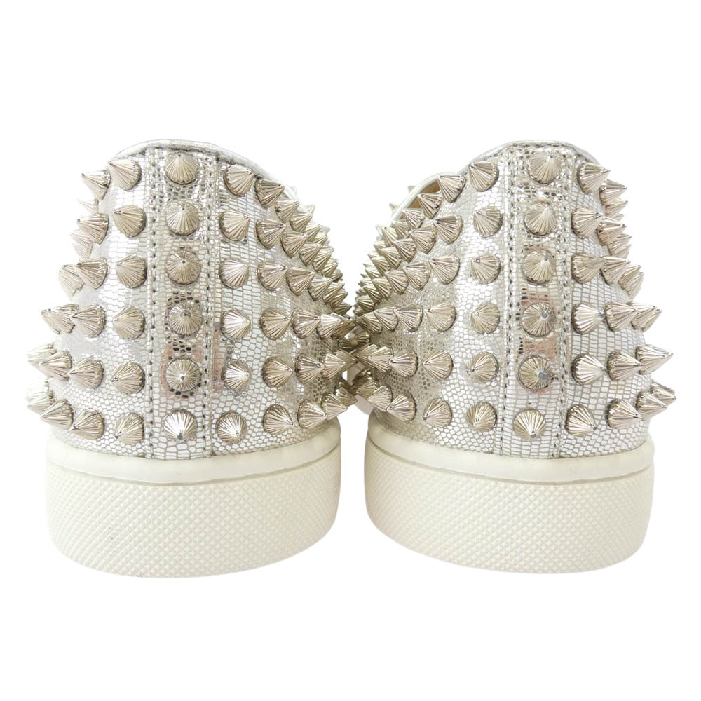 Christian Louboutin クリスチャンルブタン シルバー スタッズ スリッポン スニーカー シルバー系 ゴールド系 39【中古】