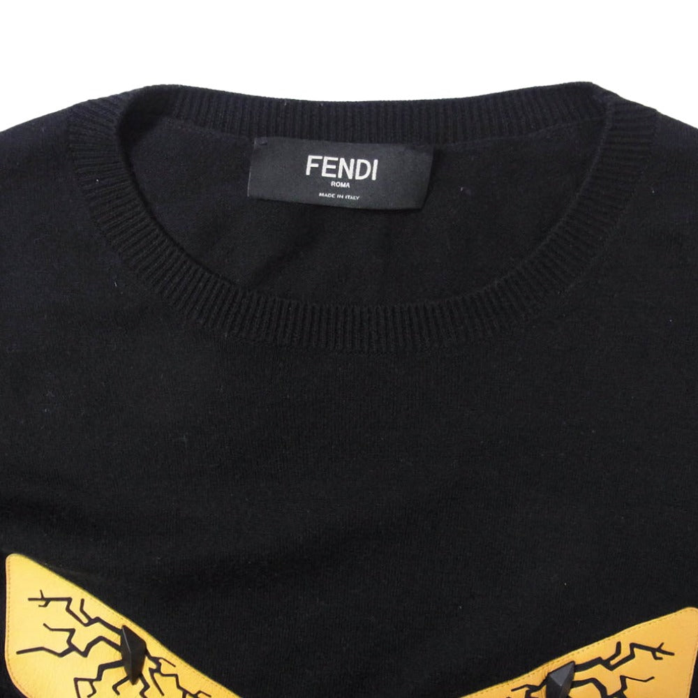 FENDI フェンディ FZZ379 A2N2 バッグバグズ カシミヤ混 ハイゲージ ニット セーター ブラック系 48【中古】