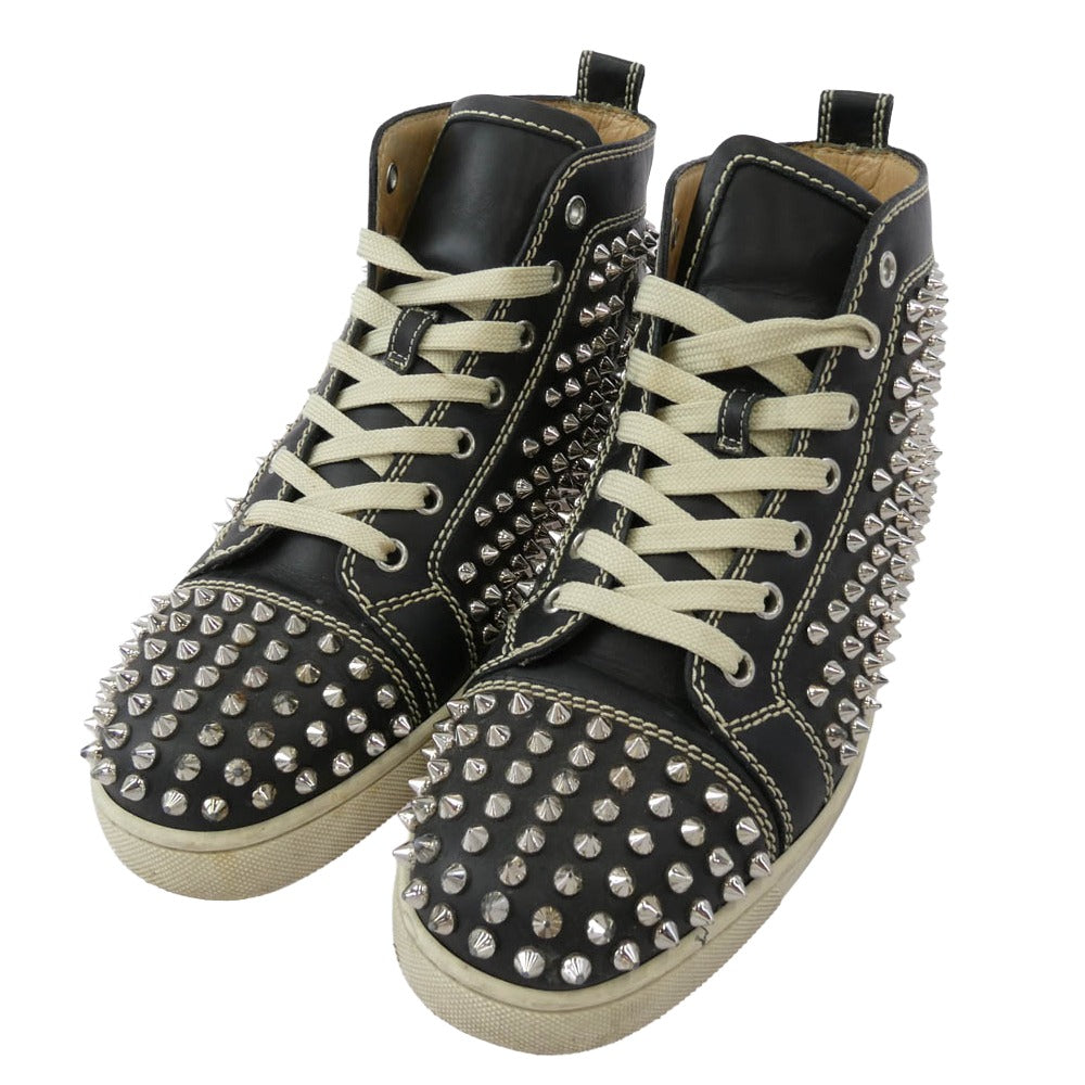 Christian Louboutin クリスチャンルブタン スパイク スタッズ ハイカットスニーカー ブラック ブラック系 シルバー系 40【中古】