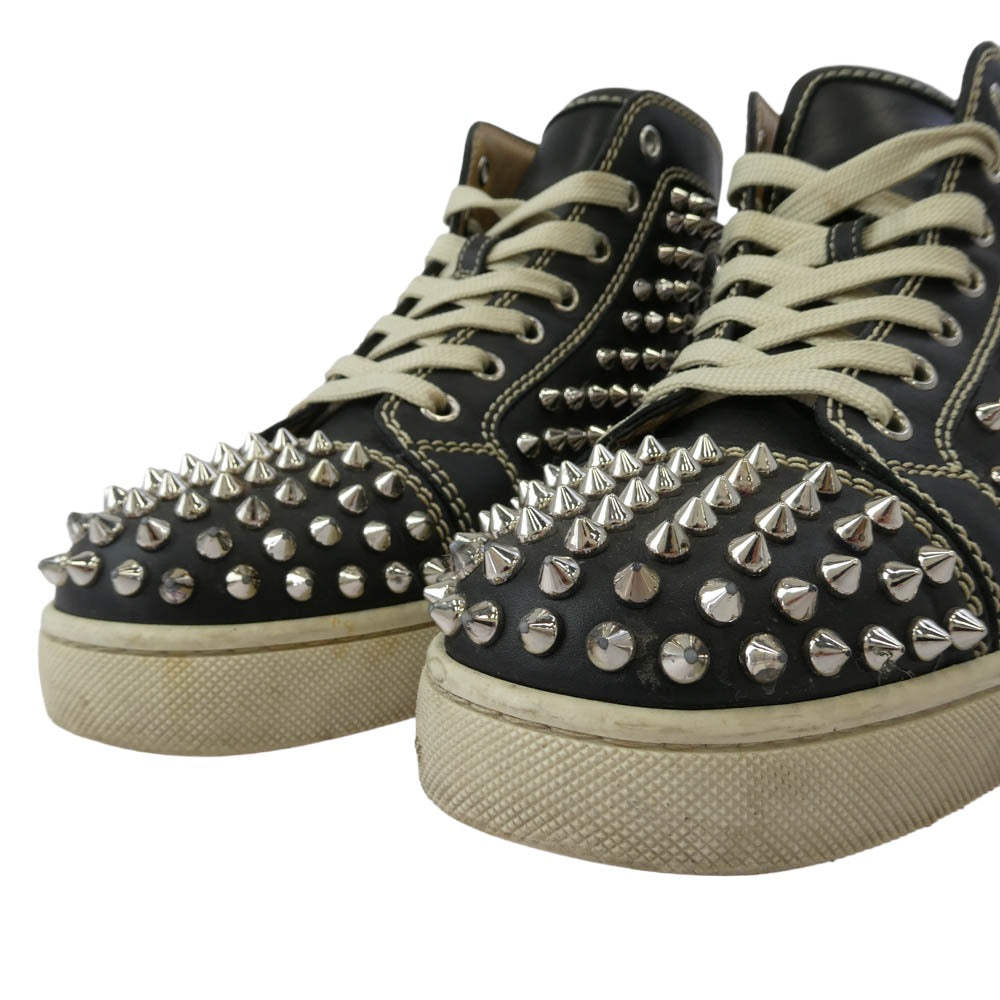 Christian Louboutin クリスチャンルブタン スパイク スタッズ ハイカットスニーカー ブラック ブラック系 シルバー系 40【中古】