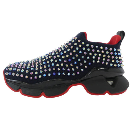 Christian Louboutin クリスチャンルブタン Spike-sock スパイクソックス スタッズ スニーカー ダークネイビー系 マルチカラー系 39.5【美品】【中古】