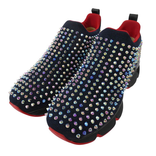 Christian Louboutin クリスチャンルブタン Spike-sock スパイクソックス スタッズ スニーカー ダークネイビー系 マルチカラー系 39.5【美品】【中古】