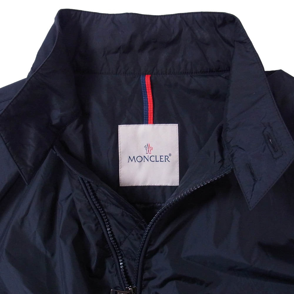 MONCLER モンクレール D10914164105 ALLIER ロゴワッペン トリコロール ボタンホール ナイロン ジップアップ ジャケット スイングトップ ネイビー系 2【中古】
