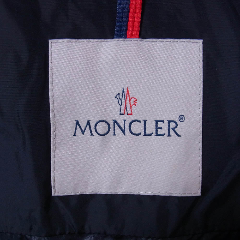 MONCLER モンクレール D10914164105 ALLIER ロゴワッペン トリコロール ボタンホール ナイロン ジップアップ ジャケット スイングトップ ネイビー系 2【中古】