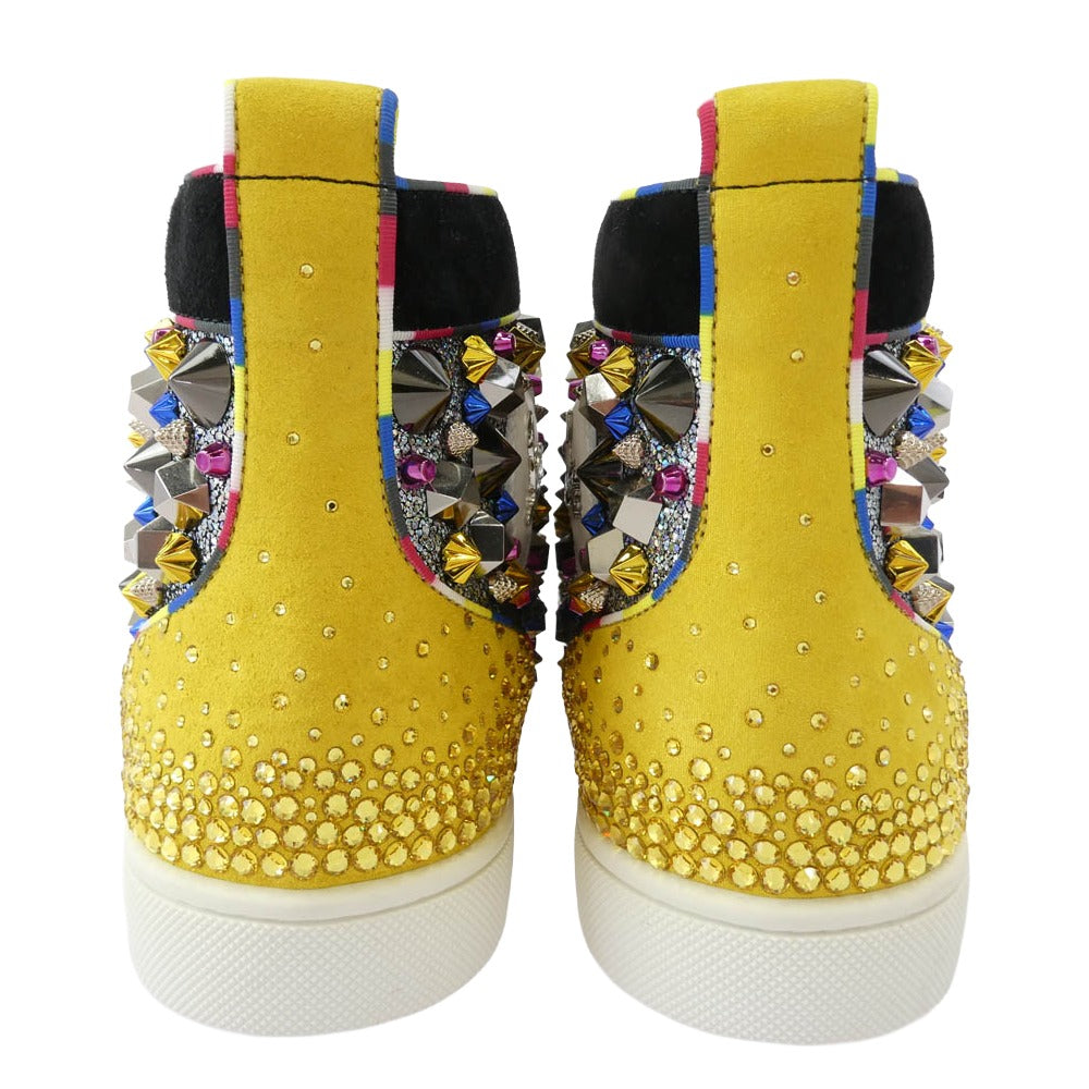 Christian Louboutin クリスチャンルブタン REMIX FLAT PAT スパイク スタッズ ハイカットスニーカー マルチカラー系 ブラック系 40【中古】