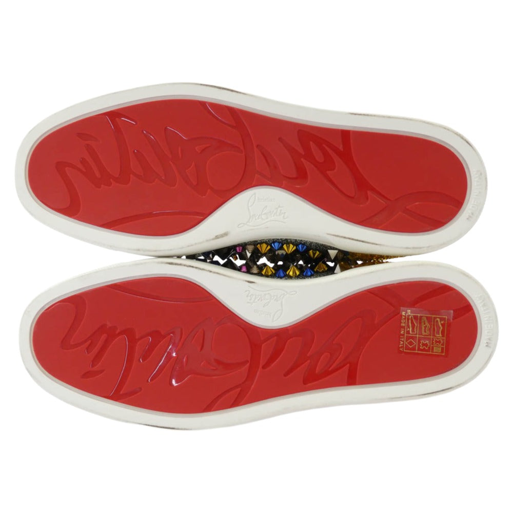 Christian Louboutin クリスチャンルブタン REMIX FLAT PAT スパイク スタッズ ハイカットスニーカー マルチカラー系 ブラック系 40【中古】