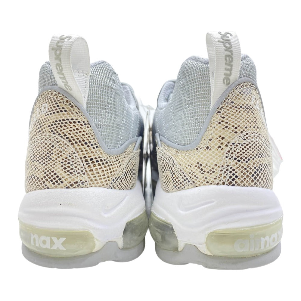 Supreme シュプリーム 844694-100 × NIKE AIR MAX 98 SNAKESKIN【フェイクバスターズ鑑定済】ナイキ エアマックス スネークスキン ローカット スニーカー ベージュ系 グレー系 27.5cm【極上美品】【中古】
