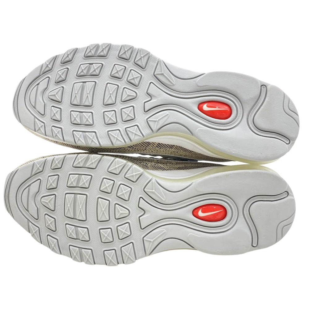 Supreme シュプリーム 844694-100 × NIKE AIR MAX 98 SNAKESKIN【フェイクバスターズ鑑定済】ナイキ エアマックス スネークスキン ローカット スニーカー ベージュ系 グレー系 27.5cm【極上美品】【中古】