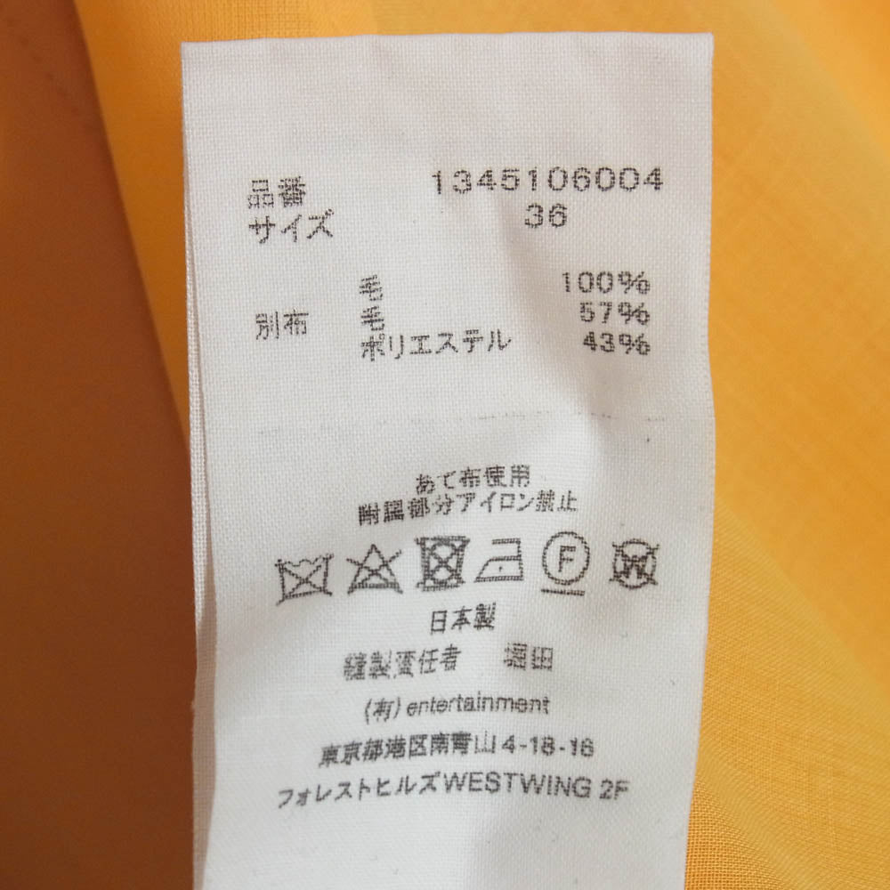 beautiful people ビューティフルピープル 1345106004 ウールシアーボイルタキシードシャツ イエロー系 36【美品】【中古】