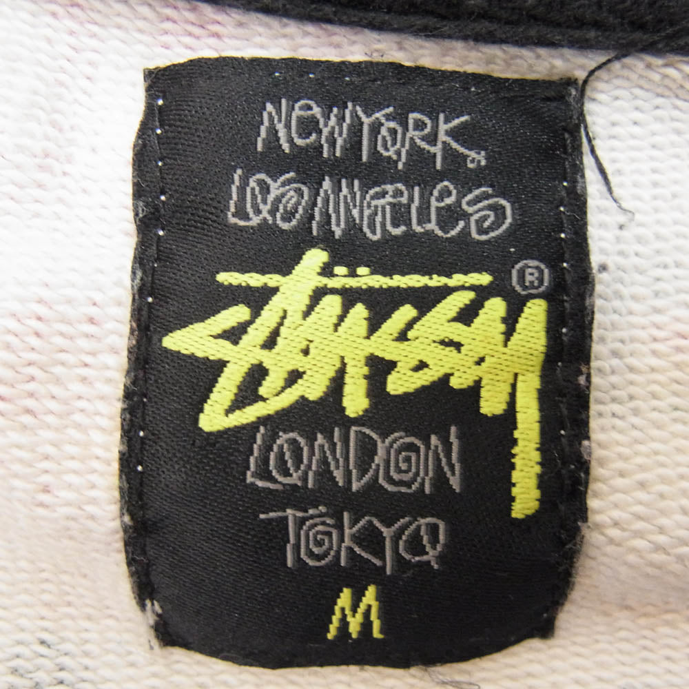 STUSSY ステューシー ロゴプリント総柄 フルジップ パーカー フーディー ホワイト系 M【中古】
