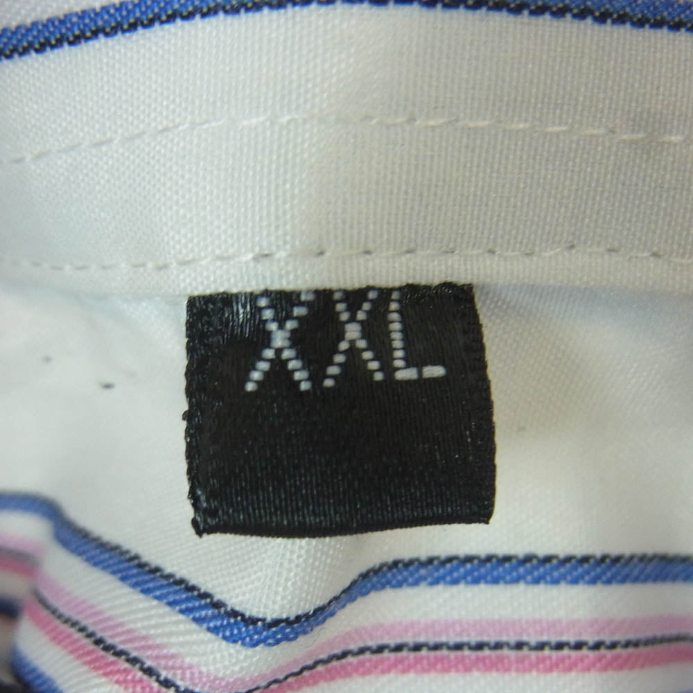 Paul Smith ポール・スミス ダブルカフス ロゴ刺繍 オーバーサイズ ストライプ 長袖 シャツ ホワイト系 ライトブルー系 ピンク系 XXL【中古】