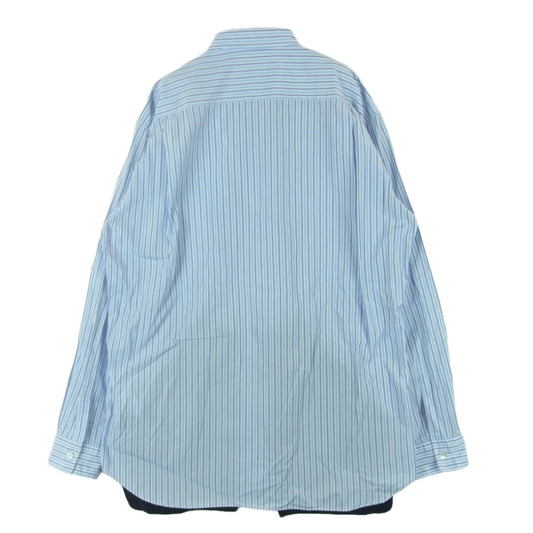 COMME des GARCONS コムデギャルソン OT-B003 SHIRT シャツ チェックレイヤード ポケット付き ストライプ 長袖 ロング シャツ ライトブルー系 ホワイト系 L【中古】