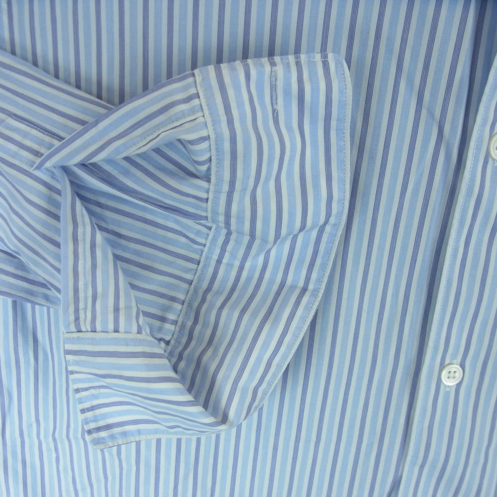 COMME des GARCONS コムデギャルソン OT-B003 SHIRT シャツ チェックレイヤード ポケット付き ストライプ 長袖 ロング シャツ ライトブルー系 ホワイト系 L【中古】