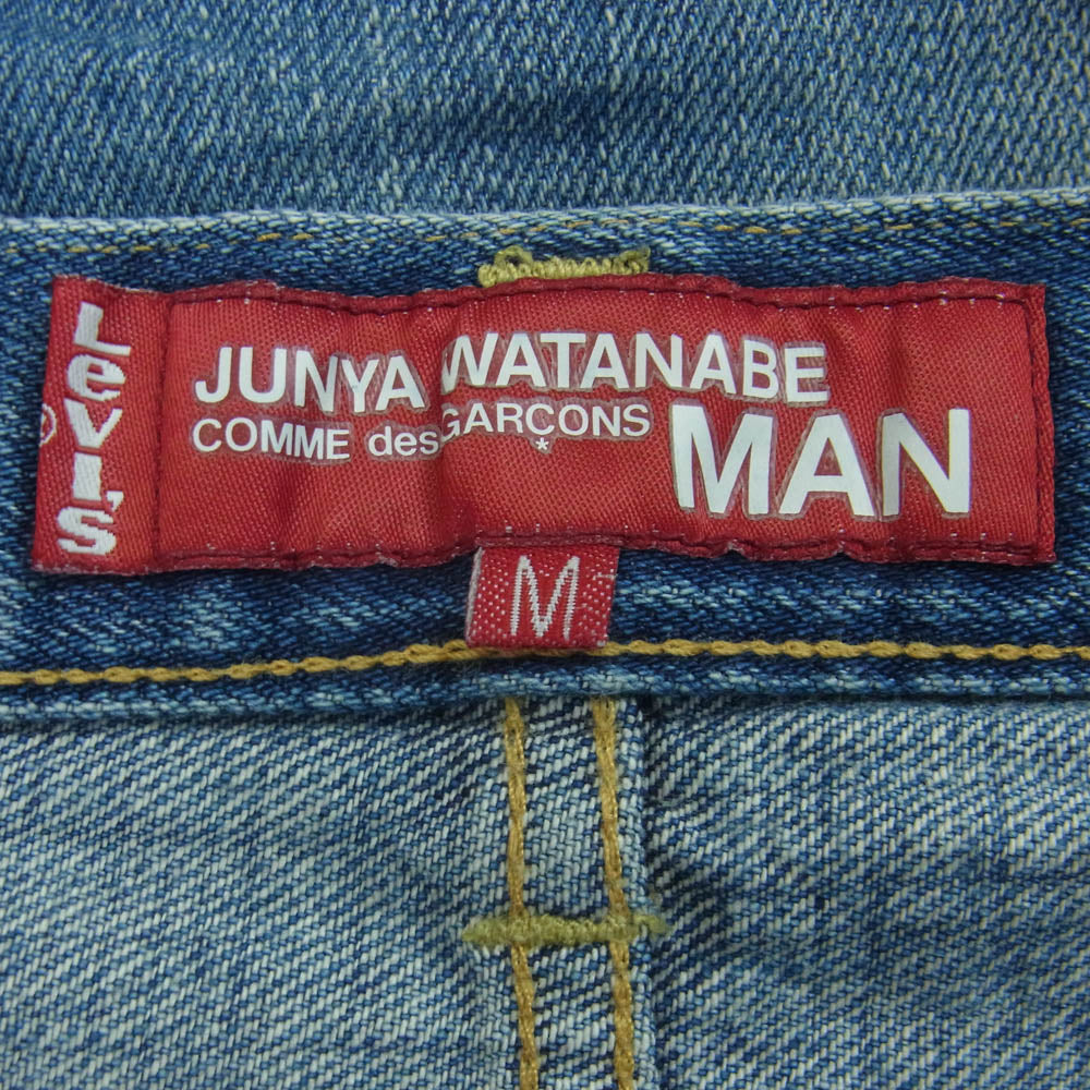 JUNYA WATANABE COMME des GARCONS MAN ジュンヤワタナベコムデギャルソンマン 20SS WE-P204 Wネーム ダメージ加工 リペア加工 501XX ストレート デニム パンツ インディゴブルー系 M【中古】