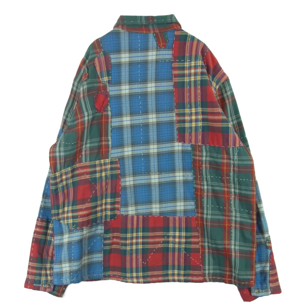 POLO RALPH LAUREN ポロ・ラルフローレン 26SS パッチワーク チェック フランネル オーバー シャツ ジャケット レッド系 ブルー系 グリーン系 XL【美品】【中古】