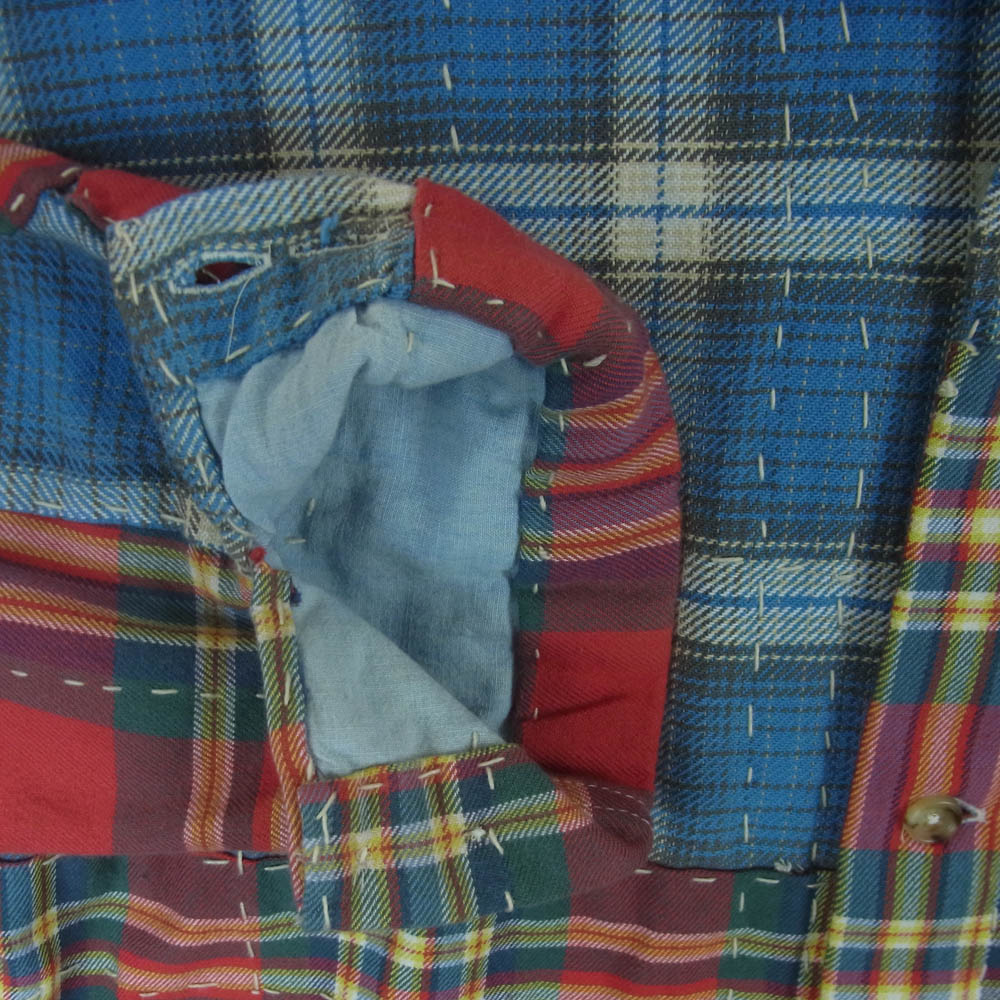 POLO RALPH LAUREN ポロ・ラルフローレン 26SS パッチワーク チェック フランネル オーバー シャツ ジャケット レッド系 ブルー系 グリーン系 XL【美品】【中古】