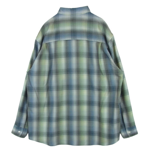 AURALEE オーラリー 25AW A25AS01LC SUPER LIGHT WOOL CHECK スーパー ライトウール チェック 長袖 シャツ グレー系 ライトブルー系 ライトグリーン系 5【新古品】【未使用】【中古】