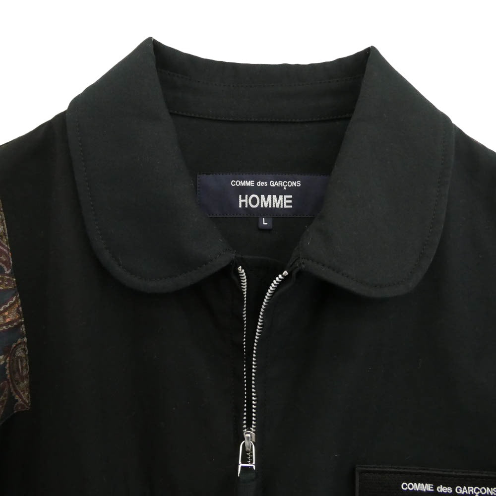 COMME des GARCONS HOMME コムデギャルソンオム 25SS HO-J023 Cotton Nylon Back Satin パッチワーク コットンナイロン バックサテン ブルゾン フライトジャケット ブラック系 マルチカラー系 L【中古】