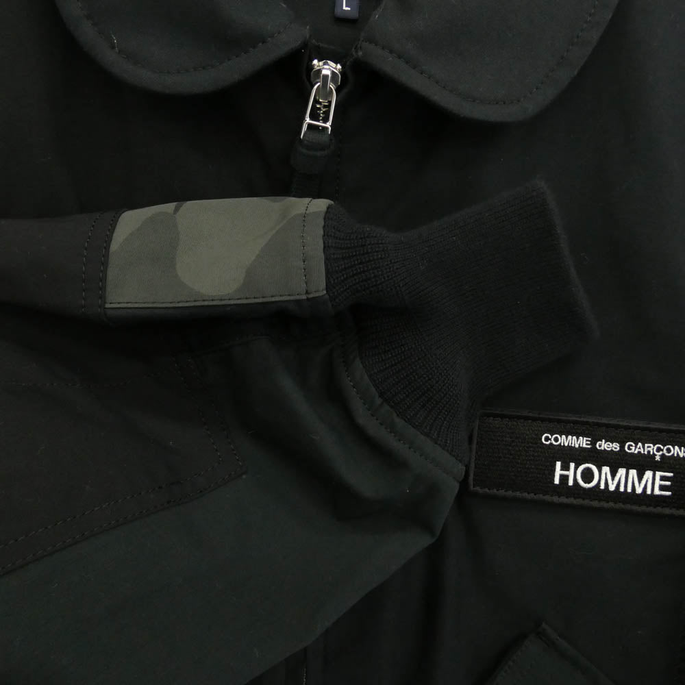 COMME des GARCONS HOMME コムデギャルソンオム 25SS HO-J023 Cotton Nylon Back Satin パッチワーク コットンナイロン バックサテン ブルゾン フライトジャケット ブラック系 マルチカラー系 L【中古】