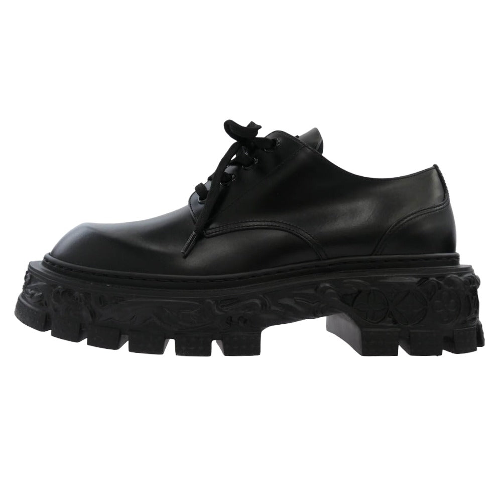 LOUIS VUITTON ルイ・ヴィトン BM0262 LVバロックライン レザー ダービー シューズ ブラック系 7.5【極上美品】【中古】